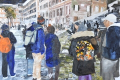 Enzo-MAURI-La-barcaccio-a-Piazza-di-Spagna-Olio-su-tela-80x100