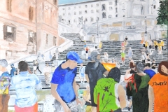 Enzo-MAURI-Piazza-di-Spagna-trinita-dei-monti-Olio-su-tela-140x100